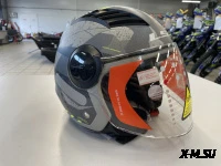 Шлем открытый с визором HETOSHI XD1-260 цв. Серый с черно-зелеными вставками р. XL